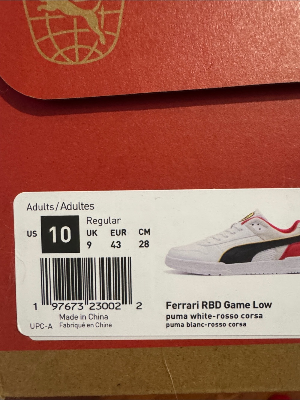 Ferrari Puma White Red Black Sneakers with Yellow Accents - Picture 2 of 2